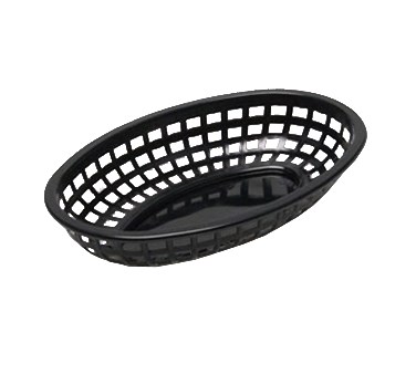 TABLECRAFT 9-3/8&quot; x 6&quot; x 1-7/8&quot; OVAL BASKET, BLACK