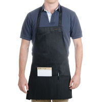 CHEF REVIVAL 3 POCKET BIB APRON, 27&quot; X 25&quot;, BLACK