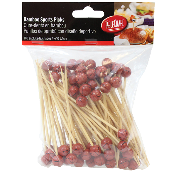 TABLECRAFT BAMBOO BASKETBALL  SPORT PICK, 100 CT