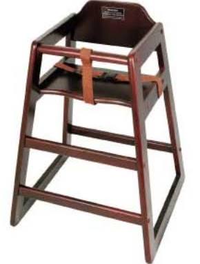 WINCO STACKING HI-CHAIR,
MAHOGANY, ASSEMBLED