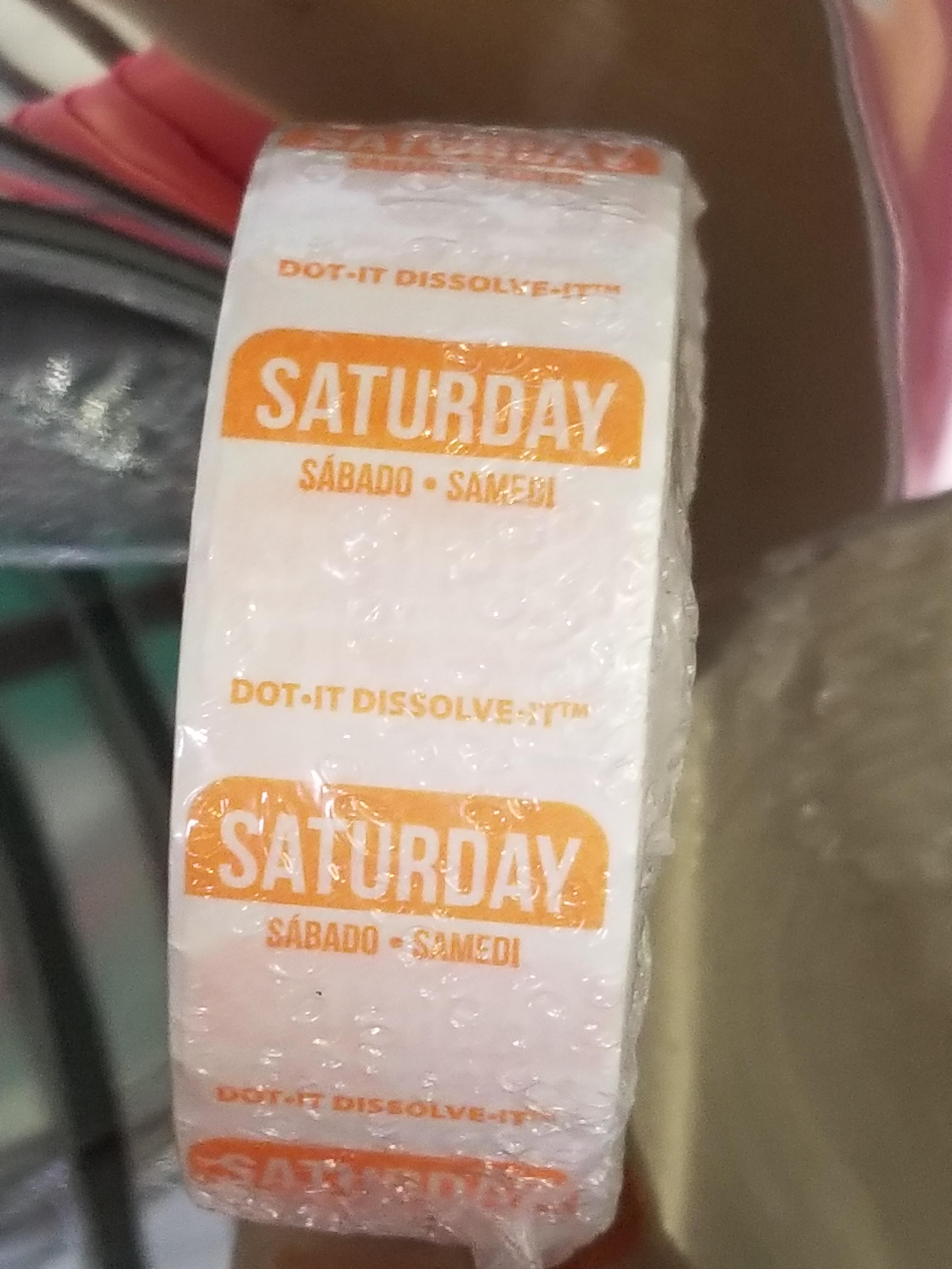 DISSOLVABLE DAY LABELS, SATURDAY