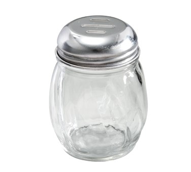 WINCO 6 OZ GLASS CHEESE SHAKER WITH SLOTTED TOP