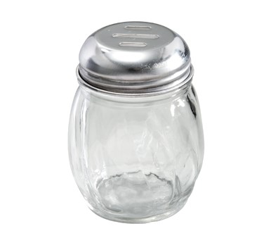 WINCO 6 OZ GLASS CHEESE
SHAKER WITH SLOTTED TOP