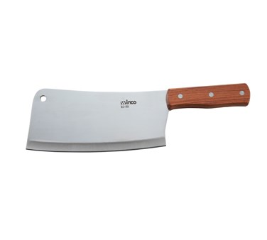 WINCO 8&quot; X 3-1/2&quot; HEAVY DUTY
CLEAVER, WOODEN HANDLE