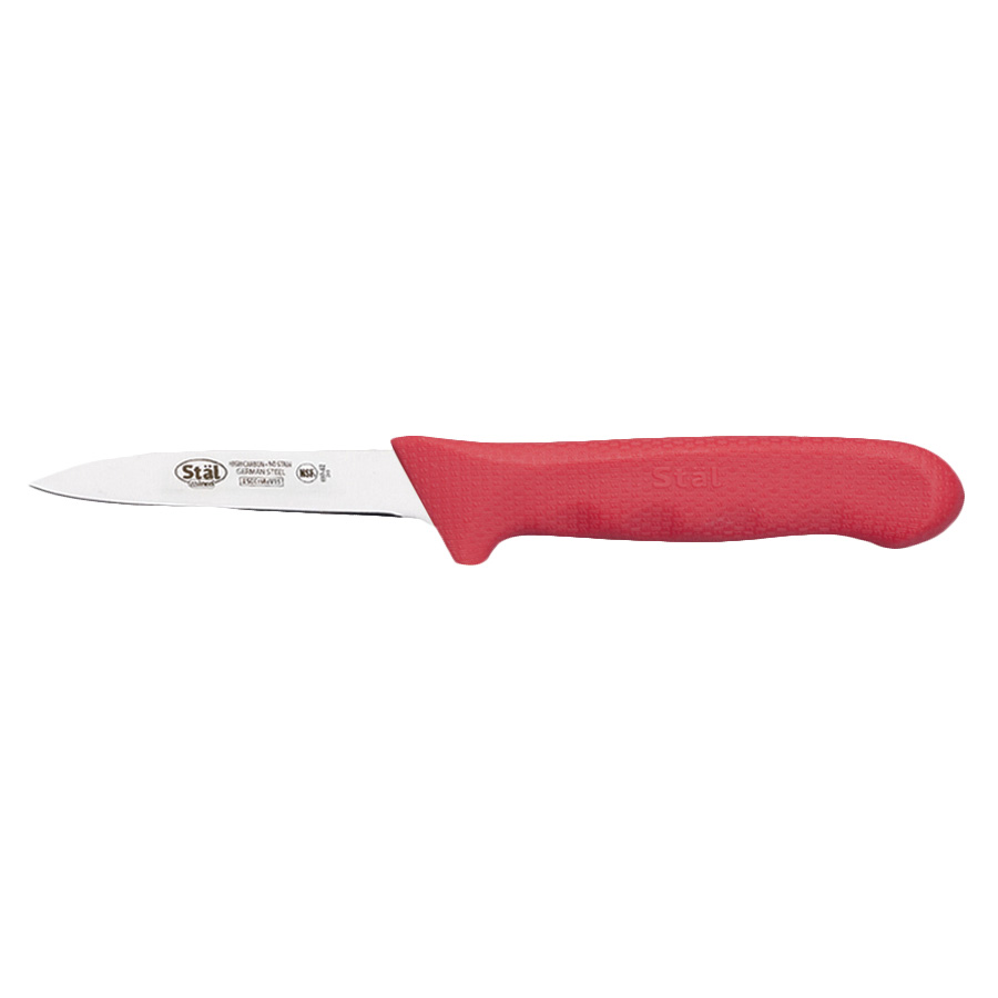 WINCO STAL 3.25&quot; PARING KNIFE, 
RED, 2 PC