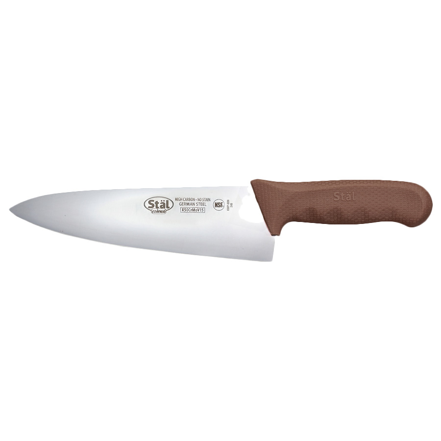 WINCO STAL 8&quot; CHEF&#39;S KNIFE, 
BROWN