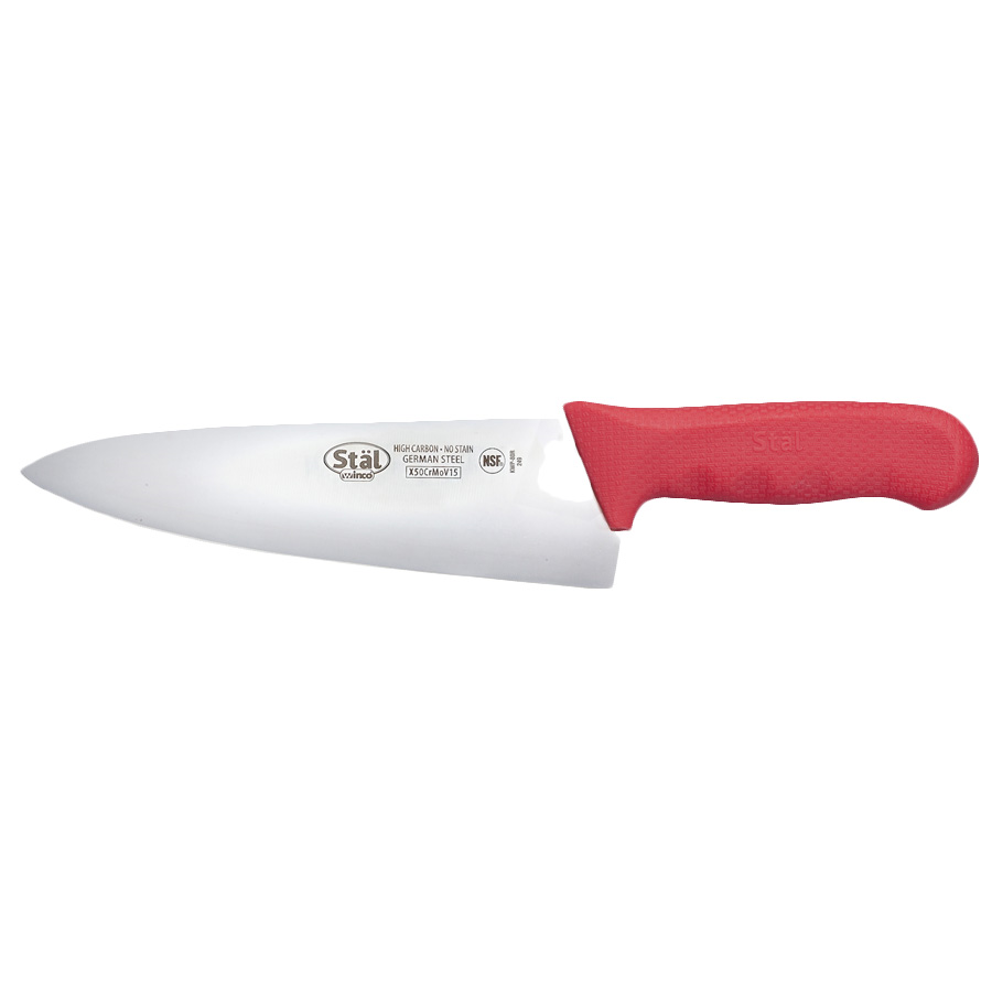 WINCO STAL 8&quot; CHEF&#39;S KNIFE, 
RED