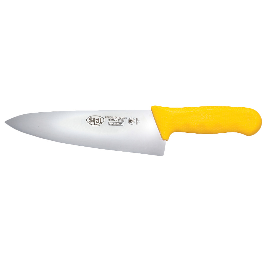 WINCO STAL 8&quot; CHEF&#39;S KNIFE, 
YELLOW