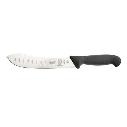 MERCER 8&quot; BUTCHER KNIFE,
GRANTON EDGE, BLACK HANDLE