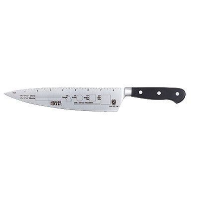 MERCER 9&quot; FORGED COMPETITION
KNIFE WITH MEASUREMENTS, BLACK