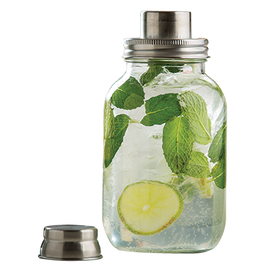 TABLECRAFT 14 OZ MASON JAR 
GLASS COCKTAIL SHAKER