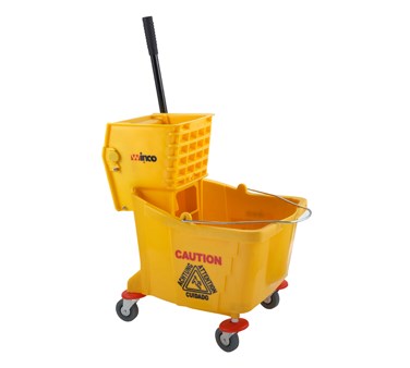 5300 WINCO 36 QUART YELLOW MOP BUCKET WITH WRINGER