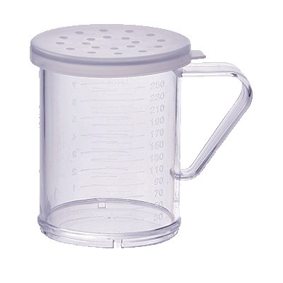 WINCO 10 OZ POLY SHAKER /
DREDGE WITH HANDLE, 3 LIDS