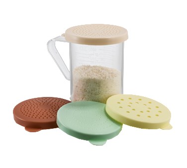 WINCO 10 OZ POLY DREDGE WITH
4 SNAP ON LIDS