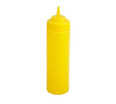 WINCO 24 OZ WIDE MOUTH SQUEEZE BOTTLE, YELLOW, 6 PK