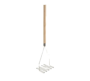 WINCO SQUARE POTATO MASHER WITH 24&quot; WOOD HANDLE