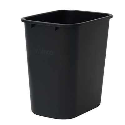 WINCO 28 QT RECTANGLE WASTE  BASKET, BLACK