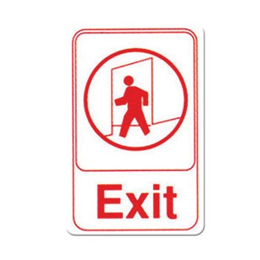 WINCO 6&quot; X 9&quot; SIGN (EXIT), WHITE