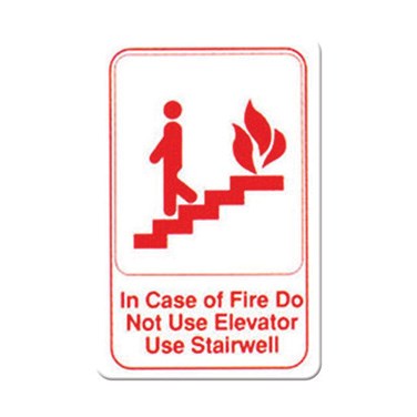 WINCO 6&quot; X 9&quot; SIGN (IN CASE OF FIRE DO NOT USE ELEVATOR USE