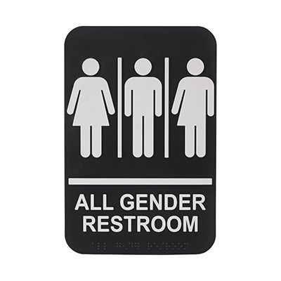 WINCO BRAILLE 6&quot; X 9&quot; SIGN (ALL GENDER RESTROOM) 