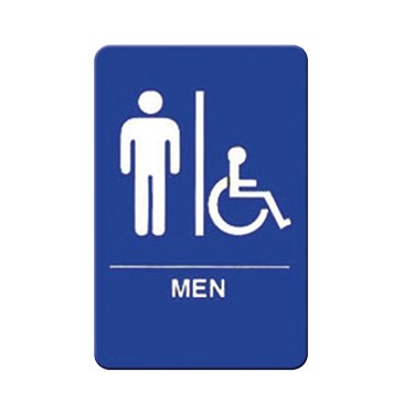 WINCO BRAILLE 6&quot; X 9&quot; SIGN (MEN/ACCESSIBLE), BLUE 