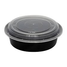 ITI 16OZ MICROWAVABLE DELI CONTAINER, BLACK, ROUND