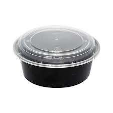 ITI 24OZ MICROWAVABLE DELI CONTAINER, BLACK, ROUND