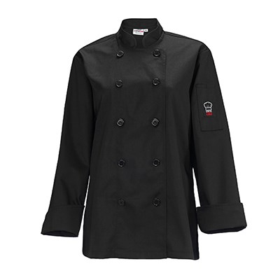 WINCO WOMEN&#39;S LONG SLEEVE CHEF JACKET, LARGE, BLACK