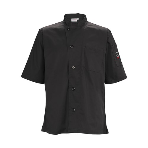 WINCO SHORT SLEEVE MESH BACK CHEF JACKET, 3X-LARGE, BLACK