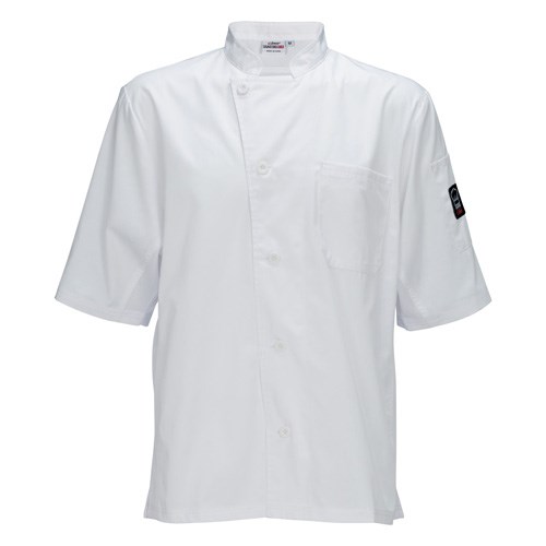 WINCO SHORT SLEEVE MESH BACK CHEF JACKET, LARGE, WHITE