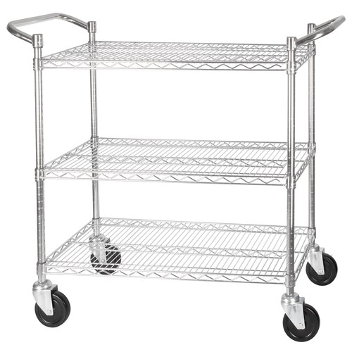 WINCO 3 TIER WIRE SHELVING 
CART, 24&quot; X 48&quot; X 42&quot;H, 800 LB 
CAPACITY